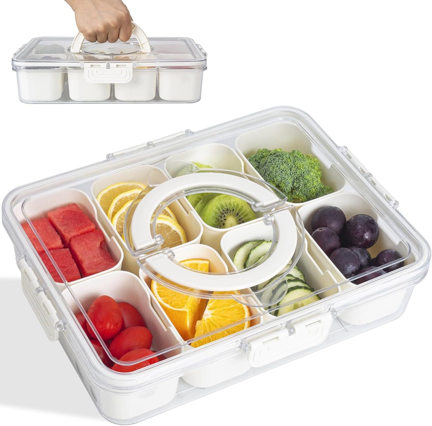 US Local Divided Snack Box With Lid Clear Food Storage Container With Colorful Compartments  Reusable Bento Organizer For Snacks Fruits Nuts And Meal Prep