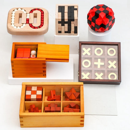 Children's Educational Intelligence Unlock Toy Wooden Cube Flat Ball Maze Game Burr Puzzle