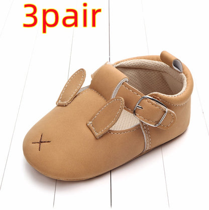 US Local Spring and autumn cartoon animal baby shoes matte leather non-slip soft bottom