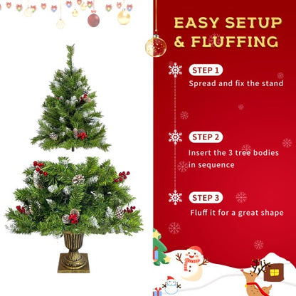 US Local Pre-lit Christmas Tree Artificial Christmas 4-piece Set With LED Lights