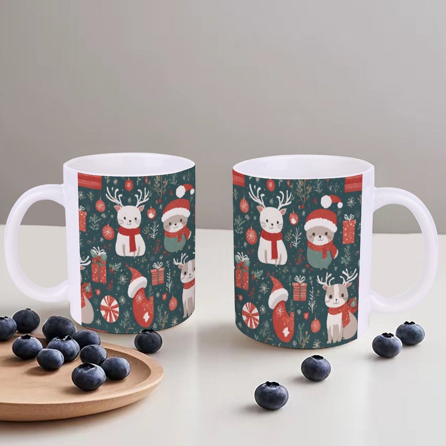POD US Local White mug with full print, Christmas, Scarves, Animals 0093