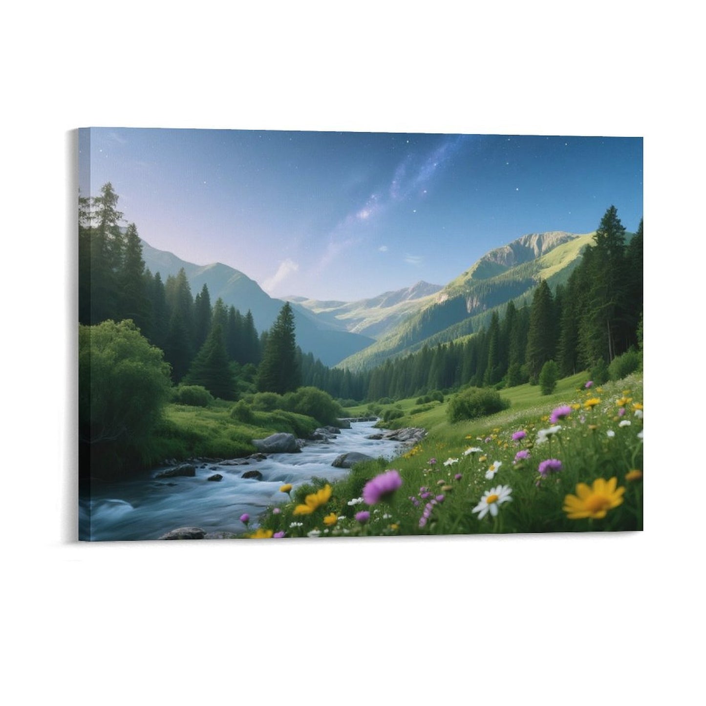 Decorative Interior Frame Painting Mountain-river-starry-summer-3