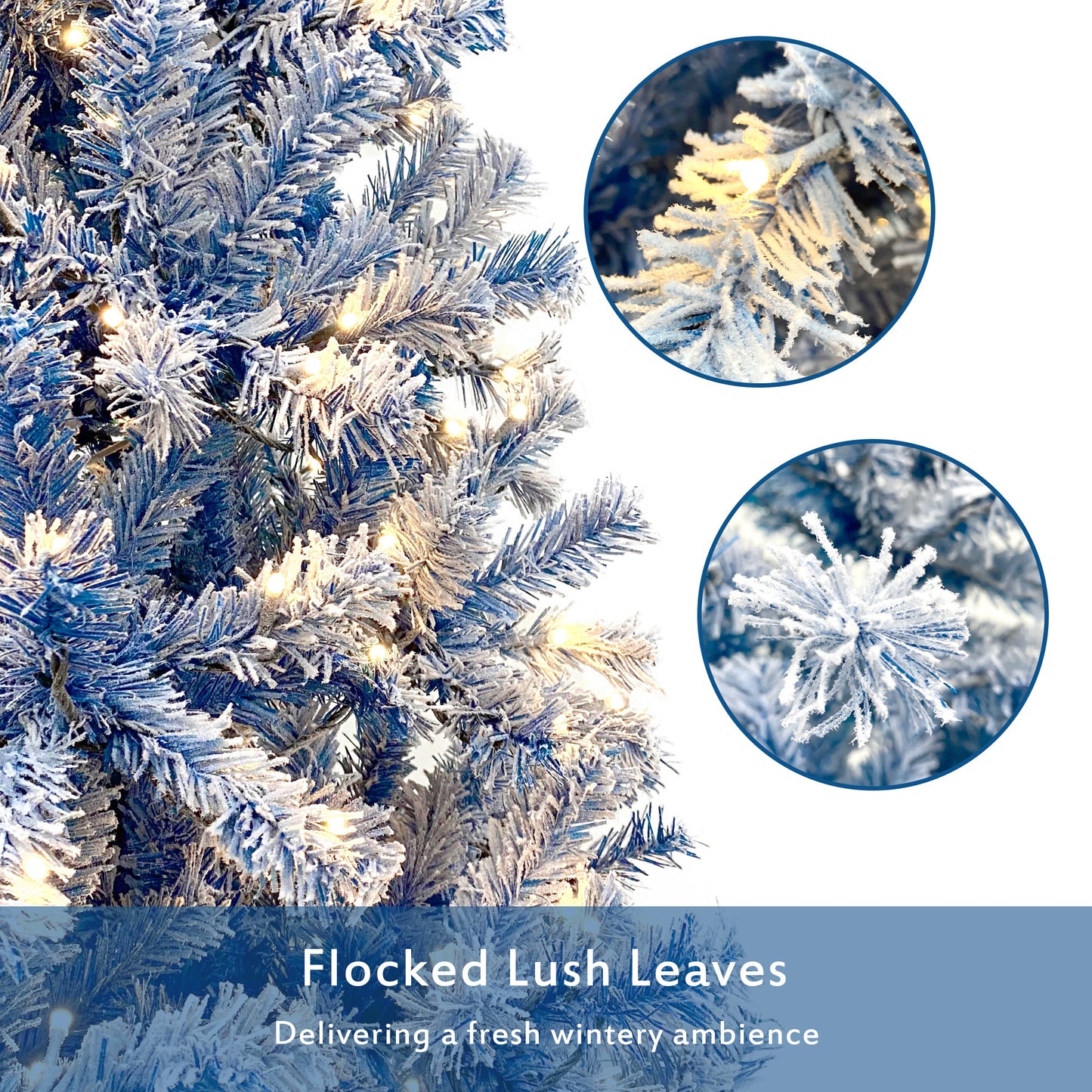 US Local 6 Foot Hinged Artificial Fir Christmas Tree With Pre-installed Lights And Snow Covered Artificial Holiday Christmas Tree
