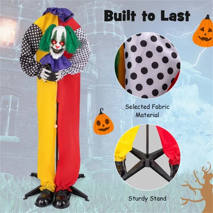 US Local 4.5FT Halloween Clown Decoration With LED Eyes And Phrase Recording