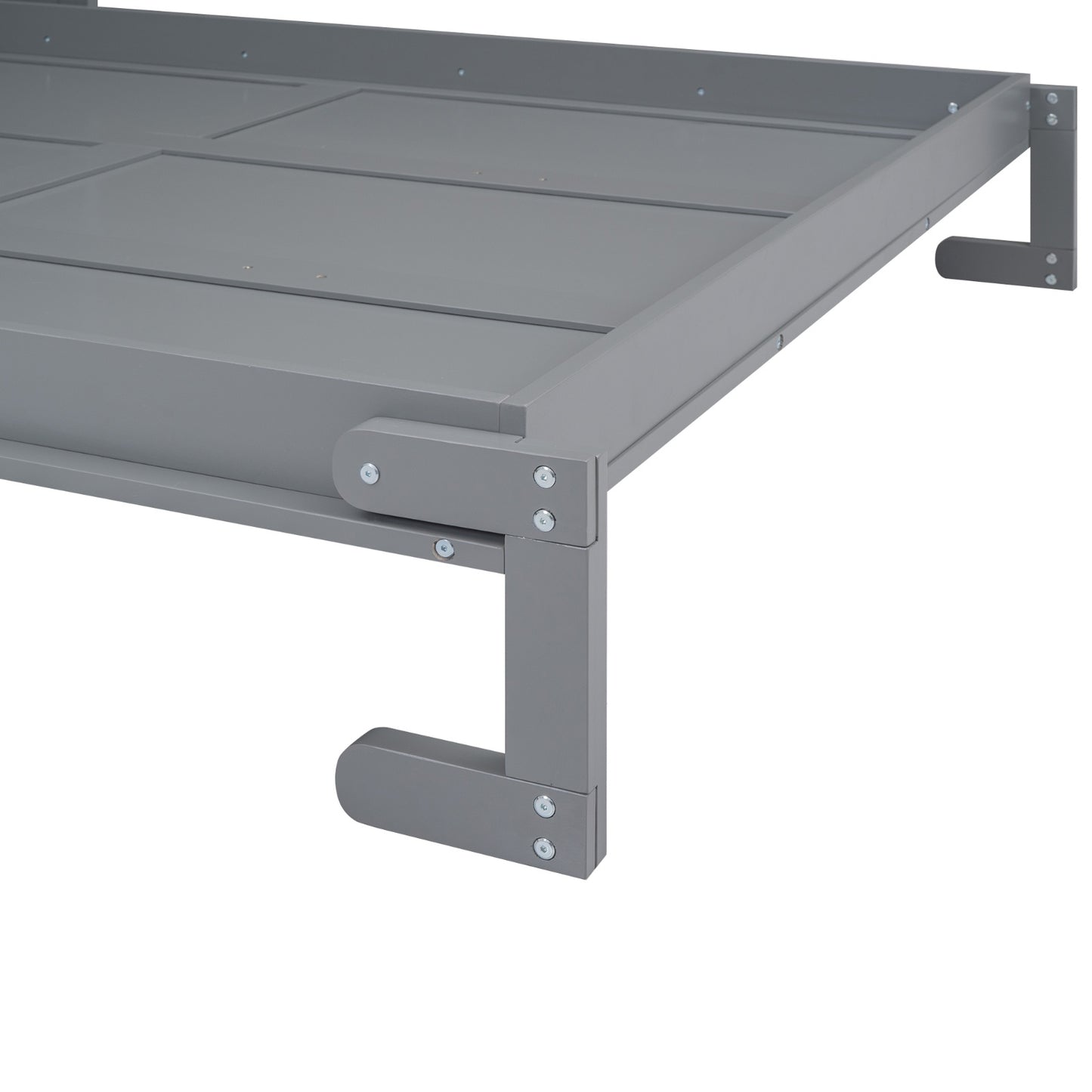 US Local Queen Size Murphy Bed With A Shelf, Gray