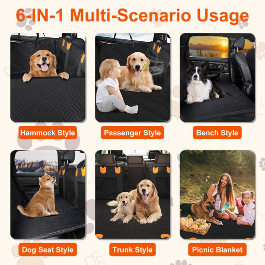US Local 1Pc Dog Car Seat Cover For Back Seat Waterproof Oxford Cloth Seat Cover Hammock Non-Slip Scratchproof Back Seat Extender With Side Flap Mesh Window Storage Bag For Car SUV Truck