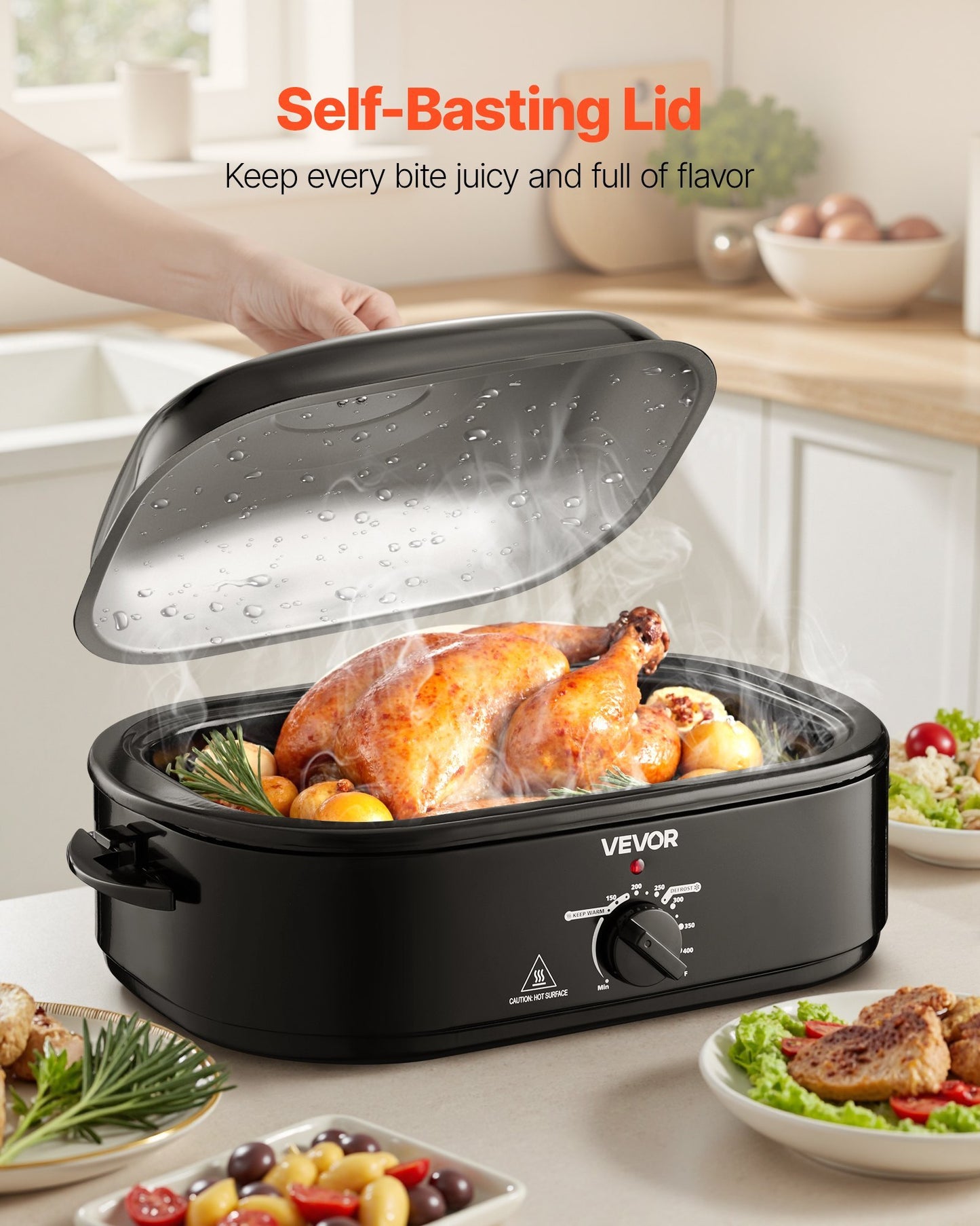 US Local Electric Roaster Oven 18QT Electric Turkey Roaster With Self-Basting Lid