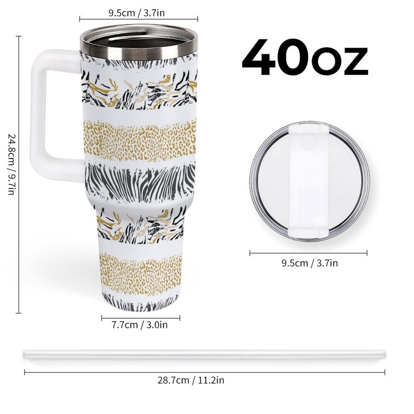 PHDT00456 POD US Local Tumbler 40 oz Large Capacity Car Cup Striped, Leopard