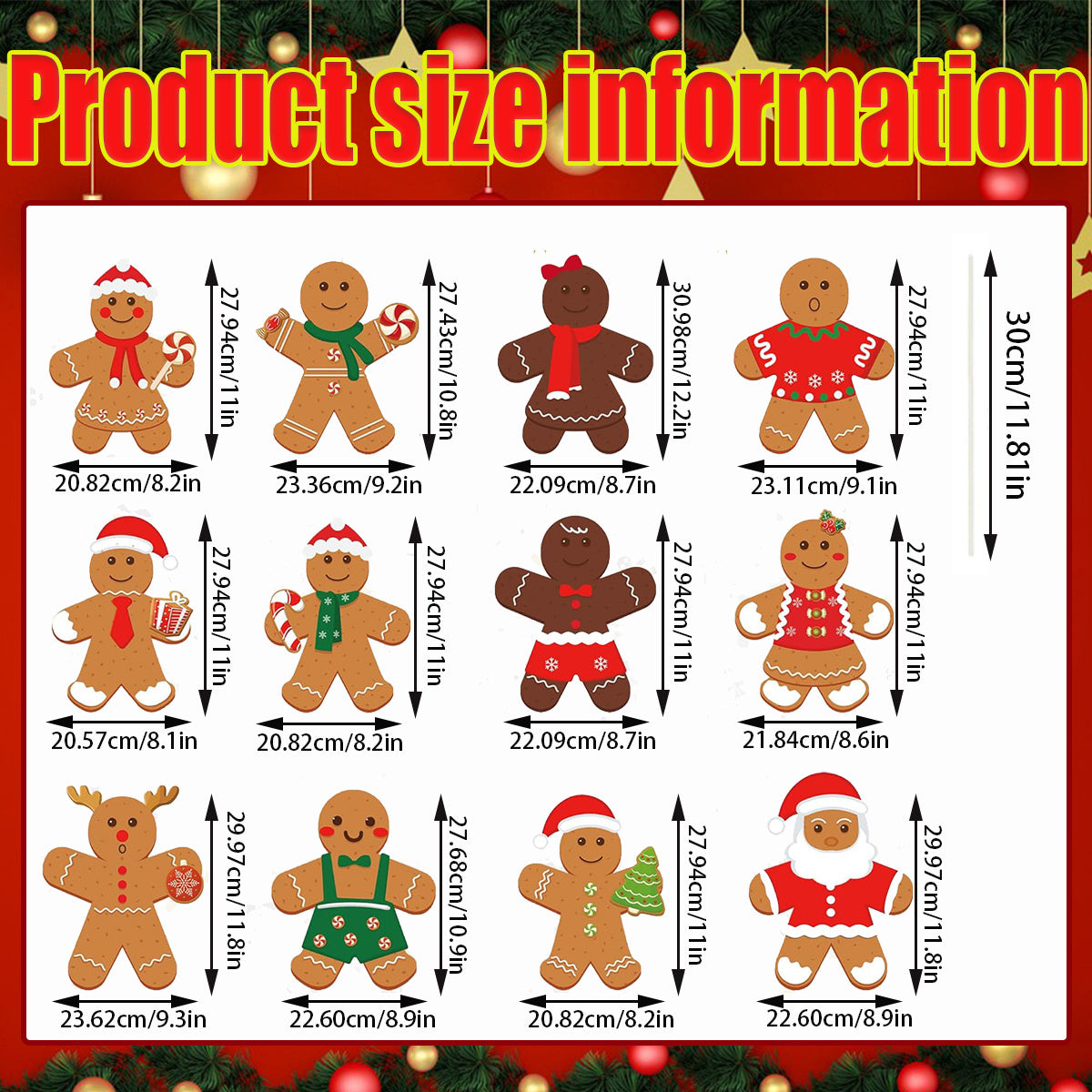 US Local 12 Pcs Christmas Gingerbread Man Yard Sign Waterproof Outdoor Xmas Gingerbread Lawn Signs Yard Decoration For Holiday Lawn Yard Patio Walkway Pathway Decor