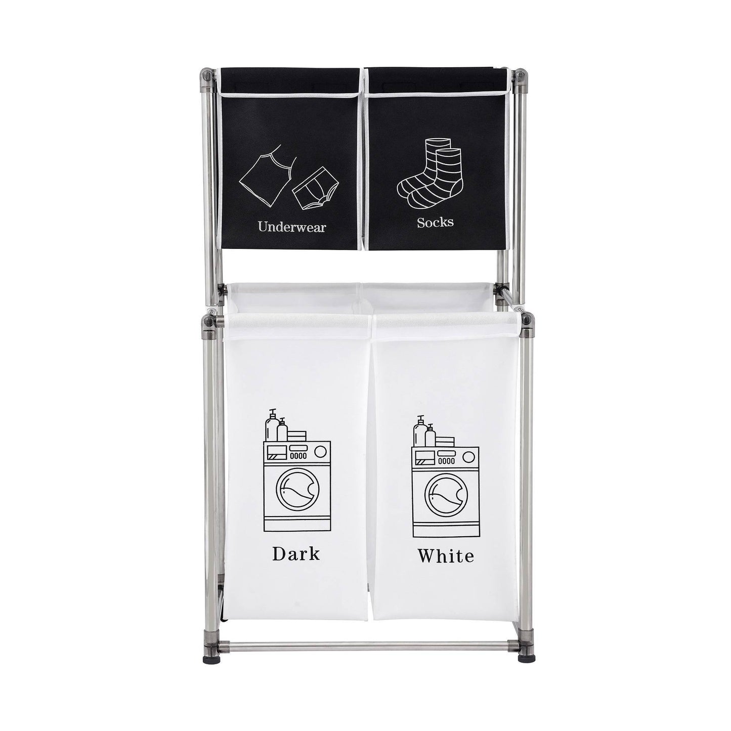 US Local 2 Tier Laundry Hamper Laundry Sorter With 4 Removable Bags For Organizing Clothes