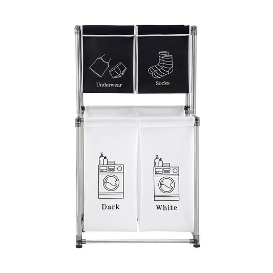 US Local 2 Tier Laundry Hamper Laundry Sorter With 4 Removable Bags For Organizing Clothes