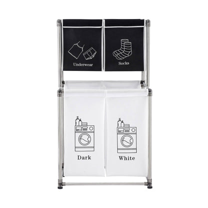 US Local 2 Tier Laundry Hamper Laundry Sorter With 4 Removable Bags For Organizing Clothes