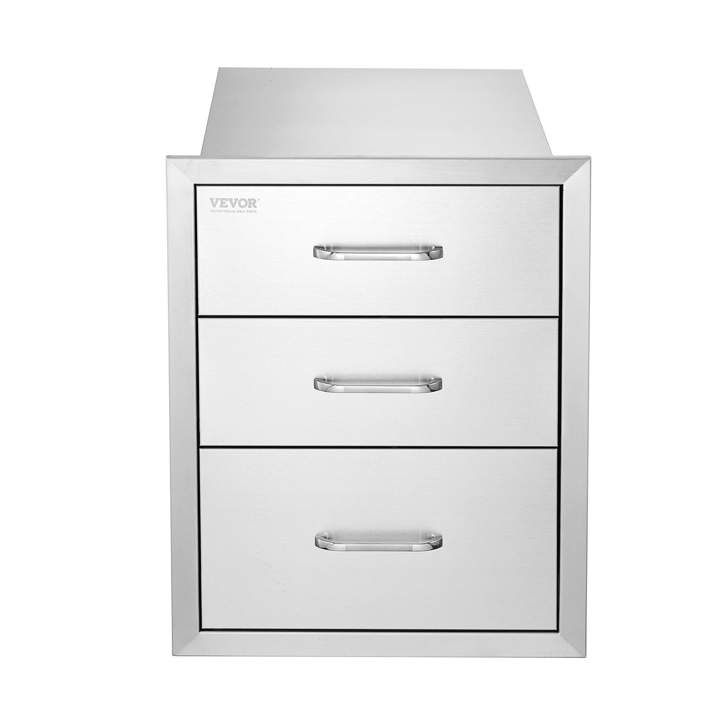US Local VEVOR 18x20.5 Inch Outdoor Kitchen Stainless Steel Triple Access BBQ Drawers With Chrome Handle, 18 X20.5 X 23 Inch