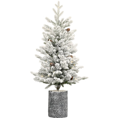 US Local 2,3,4,5,6ft PE PVC Decorated Flocking Basin Tree Artificial Christmas Tree