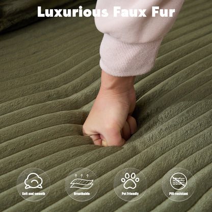 US Local L-Shaped Compression Sofa Bed With Corduroy Fabric - Convertible Sectional Sofa, Foldable Floor Couch Sleeper, Space-Saving Flannel-Like Lounge For Small Apartments, Living Room & Game Room NO TUME