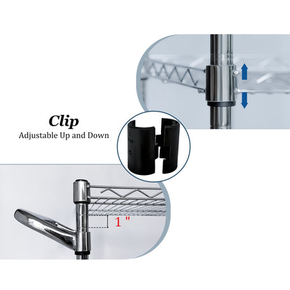 US Local Heavy Duty Rolling Utility Cart,3 Tier Rolling Carts With Wheels,with Handle Bar  Shelf Liners,36X18X32  Storage Cart For Kitchen,Restaurant,Plant Display,Chrome