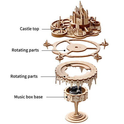US Local MUSIC PARK 3D Wooden Puzzles Music Box Kits You Are My Sunshine Castle Building Model DIY Crafts Birthday Gift For Women