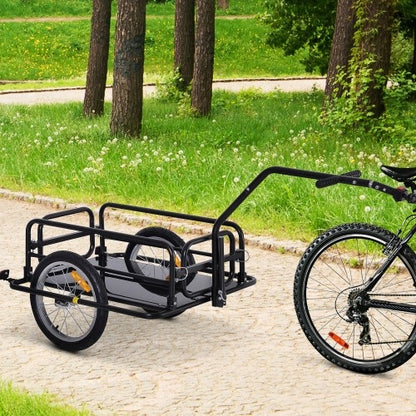 US Local Aosom Bike Cargo Trailer, Bicycle Trailer, Heavy-Duty Bike Wagon Cart, Foldable Compact Storage, With Universal Hitch, 16 Wheels, 88 Lbs. Capacity, Black