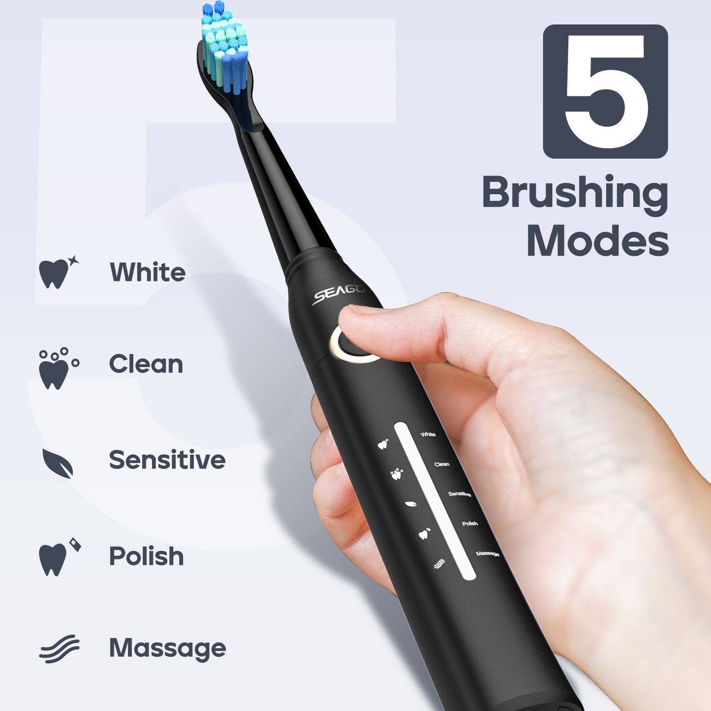US Local SEAGO Manufacturer SG958 Teeth Whitening Oral Care 5 Cleaning Modes Rechargeable Power Electric Toothbrushes For Gifts