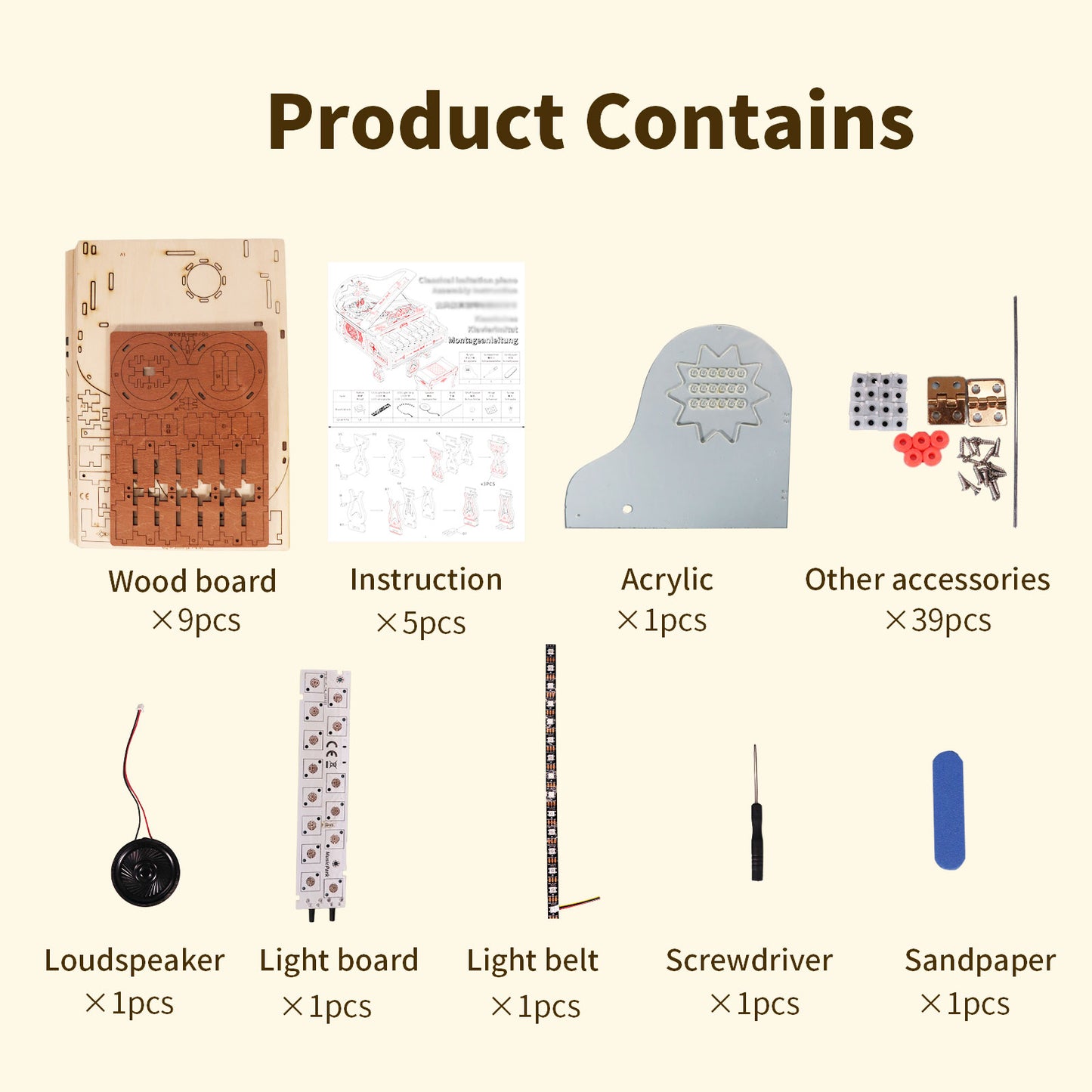 US Local MUSIC PARK 3d Wooden Puzzle Piano Music Box Can Be Played Handmade Assembly Model Kit DIY Crafts Holidays Birthdays Christmas Gifts