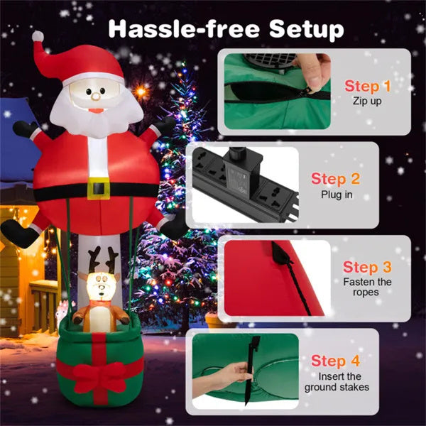 US Local 8 Feet Christmas Decorations,Inflatable Santa Claus And Reindeer