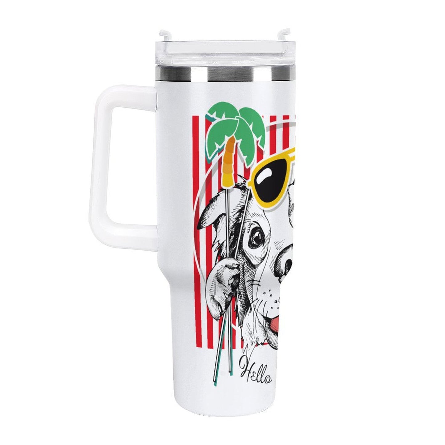 PHDT00358 POD US Local Tumbler 40 oz Large Capacity Car Cup Dog Summer Striped