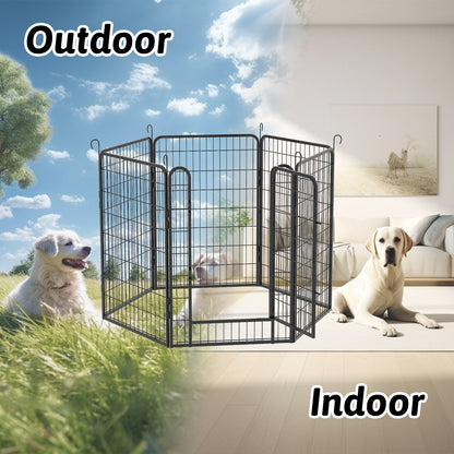 US Local 6 Panels Heavy Duty Metal Playpen With Door 39.37 H Dog Fence Pet Exercise Pen For Outdoor, Indoor