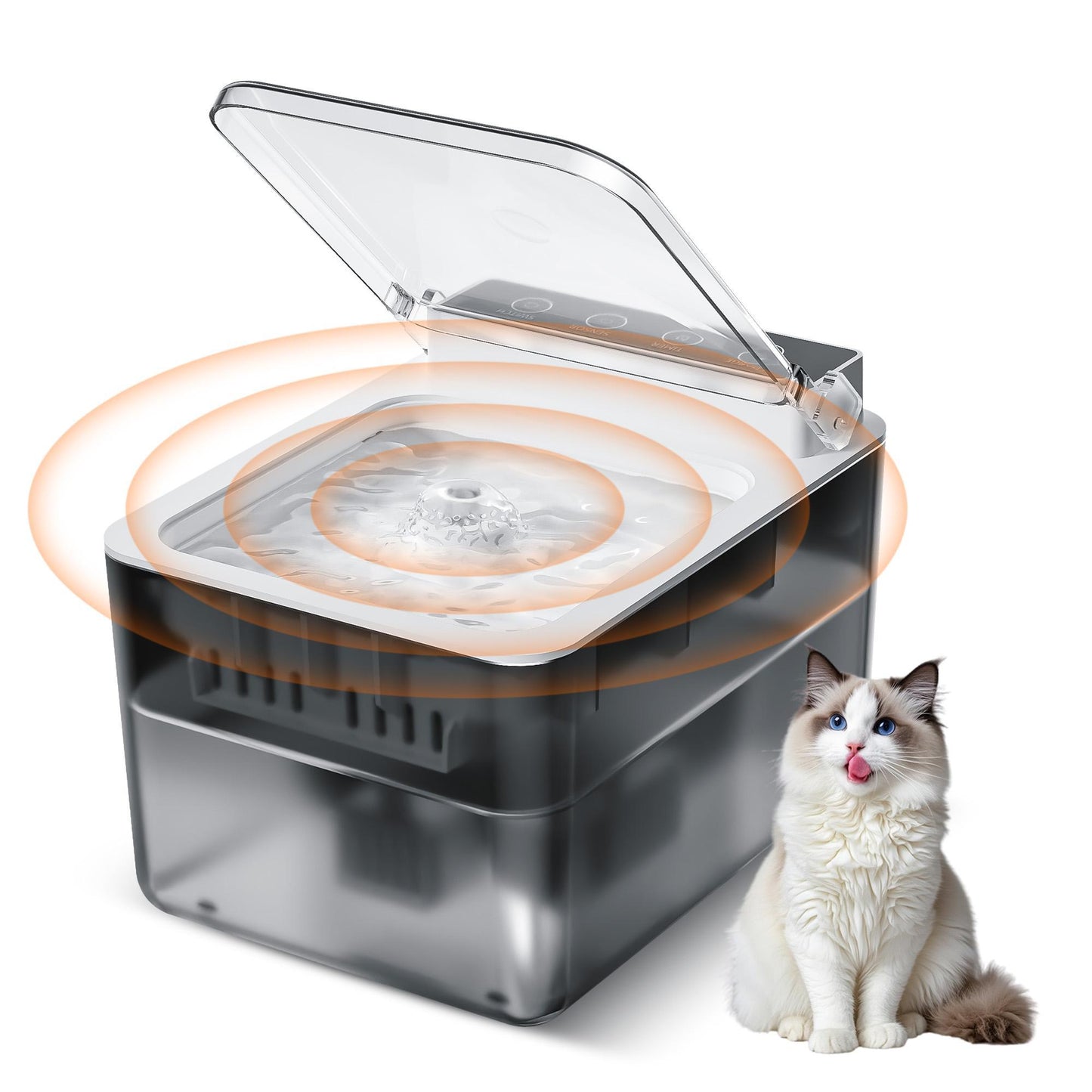 US Local Wireless Charging Battery Driven 304 Stainless Steel Cat Automatic Induction Pet Water Fountain
