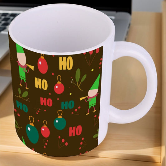 POD US Local White mug with full print, Christmas Elf Green 0001