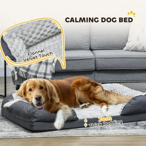 UK Local PawHut Calming Dog Bed Pet Mattress W  Removable Cover, Anti-Slip Bottom, For Large Dogs, 120L X 80W X 22Hcm - Charcoal Grey
