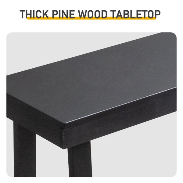US Local Black Trapezoidal Leg Tabletop With Edge Pine Entrance Table