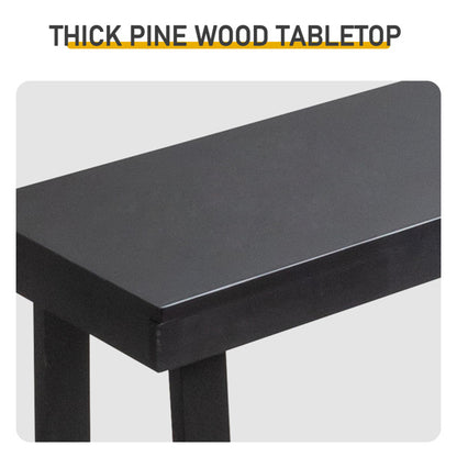 US Local Black Trapezoidal Leg Tabletop With Edge Pine Entrance Table
