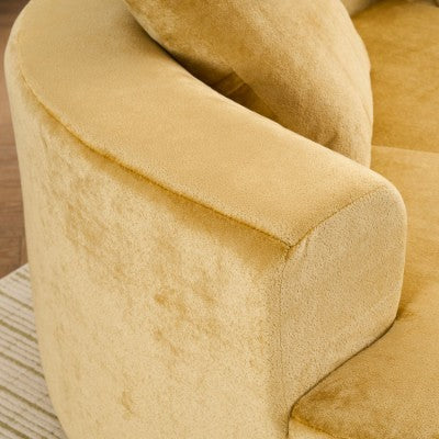 US Local Moon Shaped Sofa, Modern Sleeper Cat Waist Sofa With Deep Seat, Non Assembly Sponge Compression Sofa