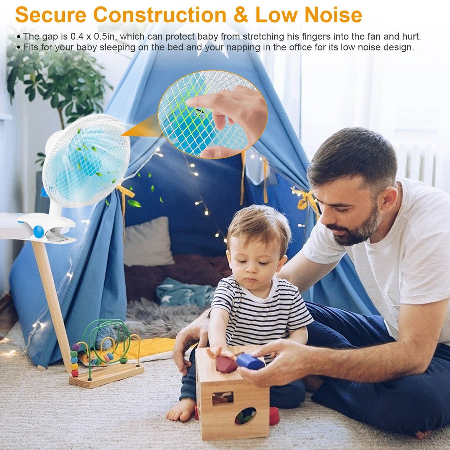 US Local 1Pc Clip On Fan 2 Speeds Quiet Clamp Fan Adjustable Tilt Auto Shaking Fan Wall Mount Personal Fan For Desk Office Home Baby Strollers Table Tops With 3.94FT Cord