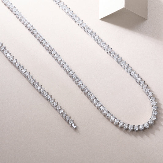 Solitude Luxury Fashion Set Mosan Diamond S925 Silver Necklace Rivaling Natural Diamonds
