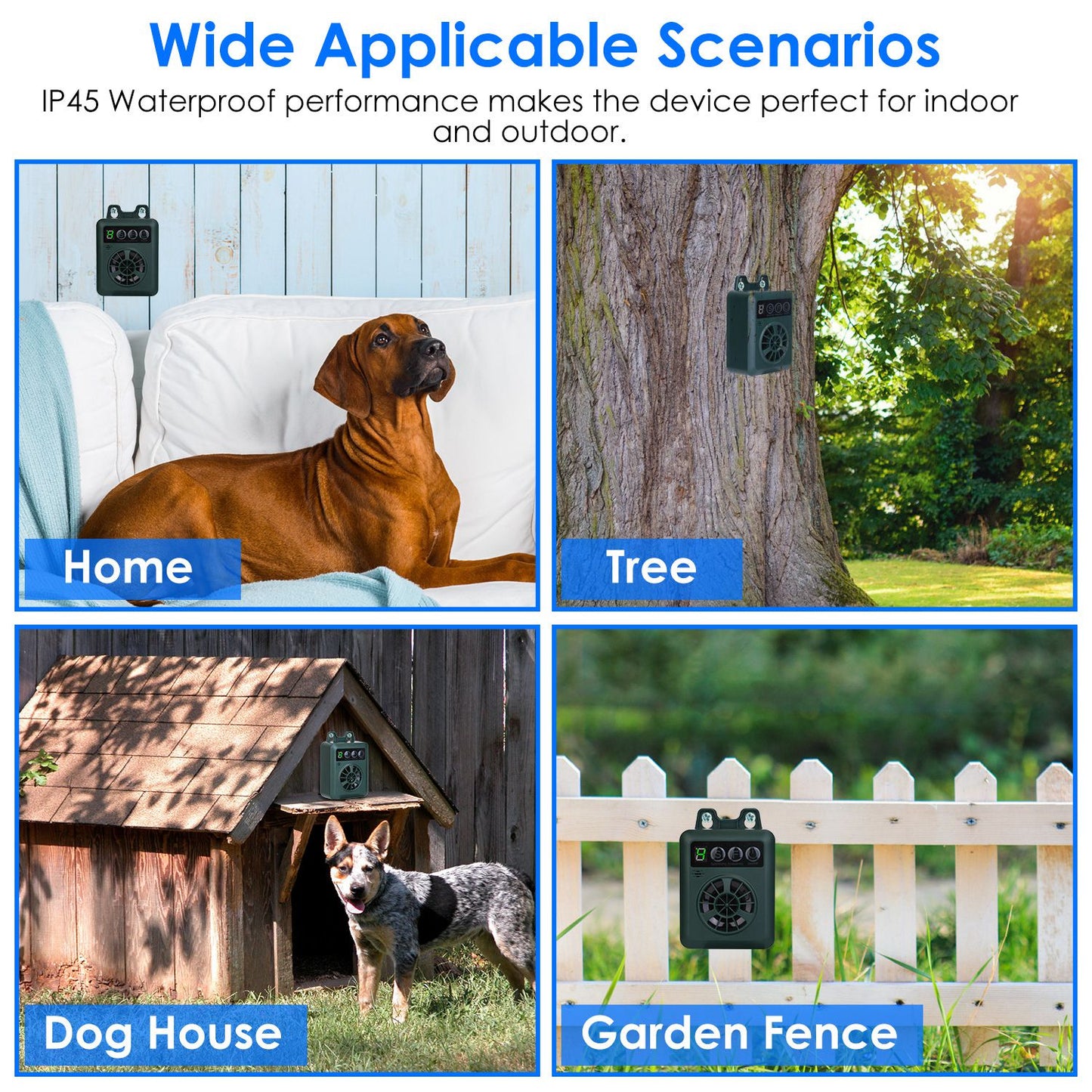 US Local 1Pc Anti-barking Device 49.2Feet Sensing Ultrasonic Bark Deterrent With 4 Frequency Levels 4 Sensitivity Levels Indoor Outdoor Dog Bark Control