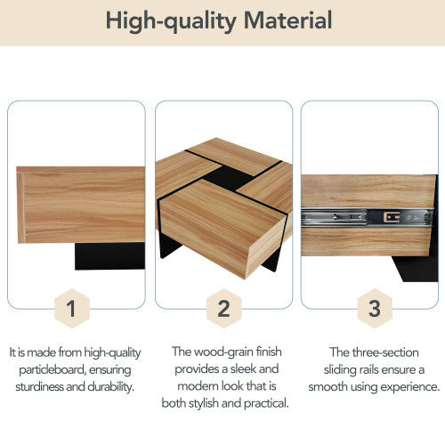 USA Local Unique Design Coffee Table With 4 Hidden Storage Compartments