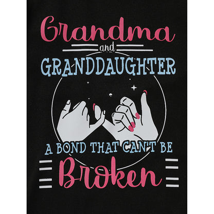 US Local Kid's 'Grandma And Granddaughter' Letter & Heart Print Long Sleeve Top & Pants Set, 2 Sets Comfy Loungewear Outfit
