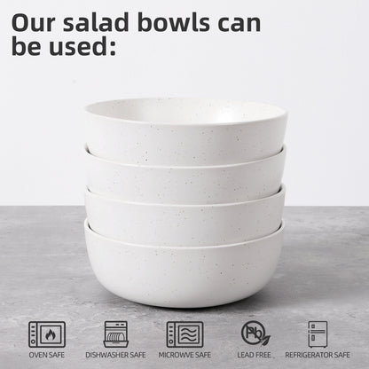 US Local Ceramic Bowls For Kitchen, 27oz  Bowl Set Of 4  For Cereal, Salad, Pasta, Soup, Dessert, Serving  Dishwasher, Microwave And Oven Safe