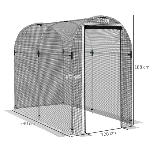UK Local Outsunny Galvanised Steel Fruit Cage, Plant Protection Tent With Zipped Door, 1.2 X 2.4 X 1.9m, Black