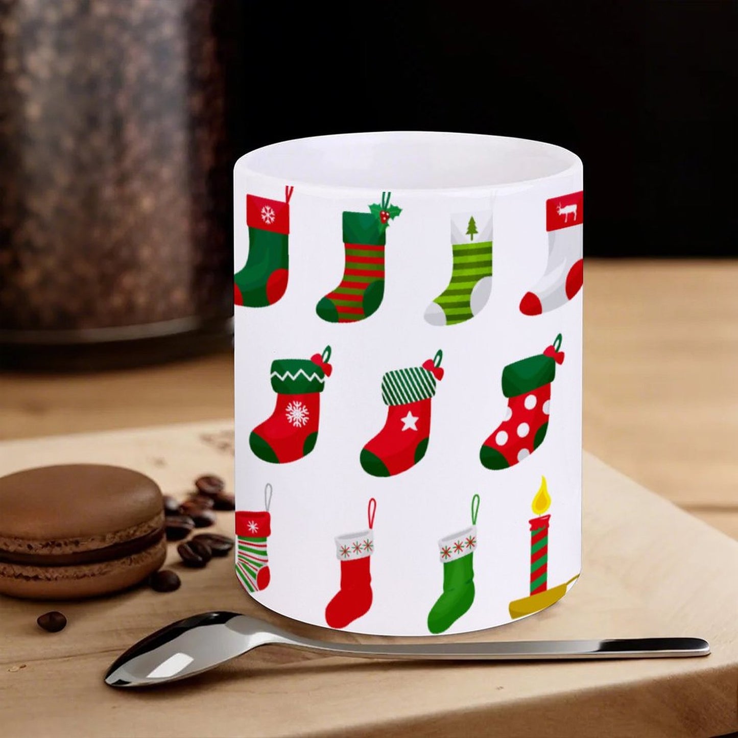 POD US Local White mug with full print, Christmas Socks 0012