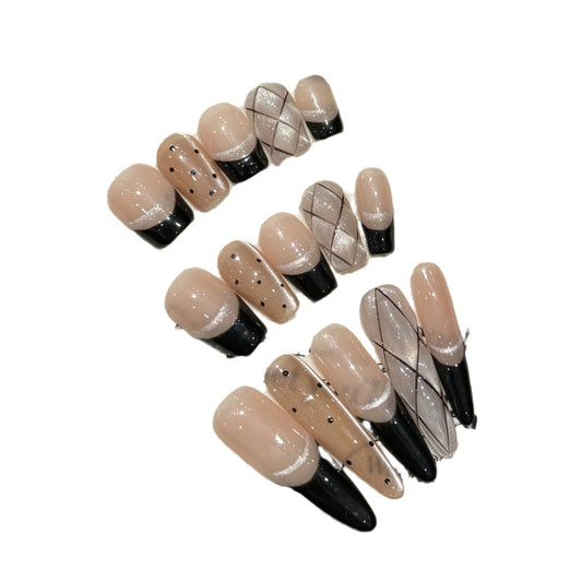 US Local French Black Edge Classic Style Handmade Wearable Manicure