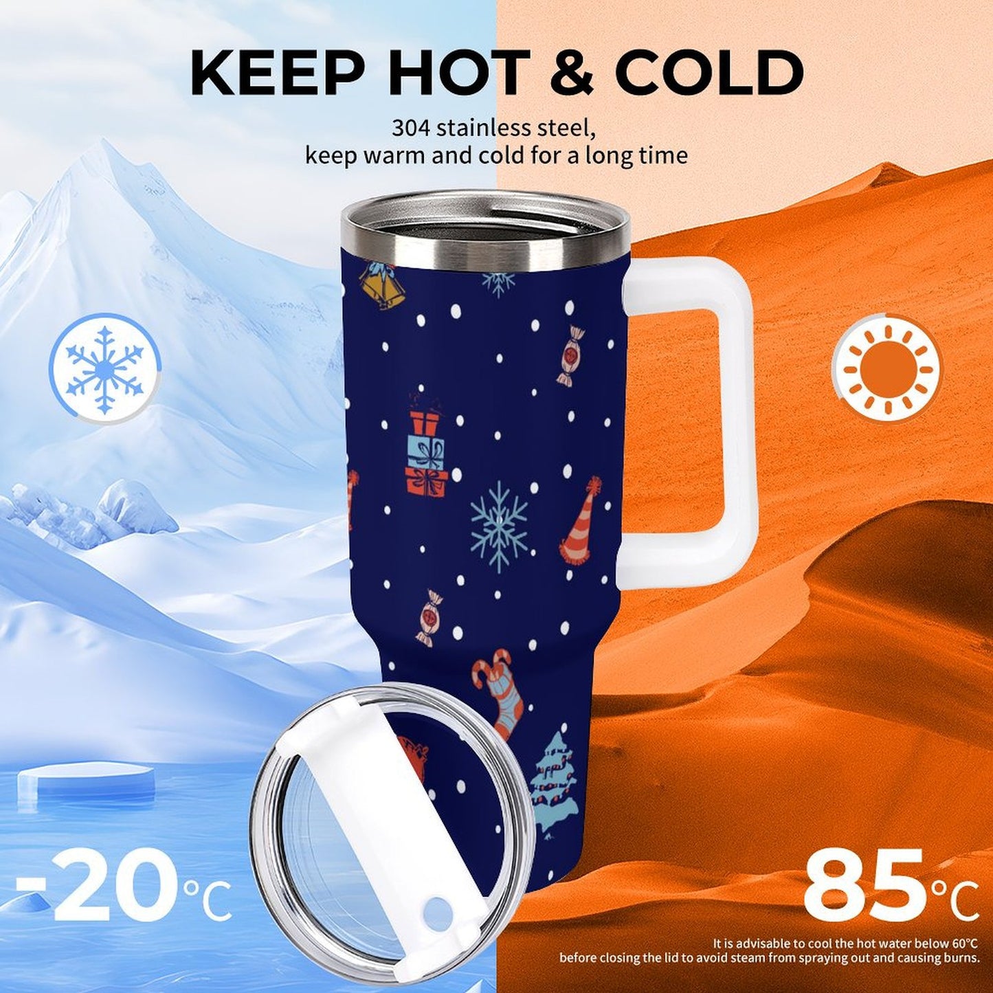 PHDT00153 POD US Local Tumbler 40 oz Large Capacity Car Cup Christmas