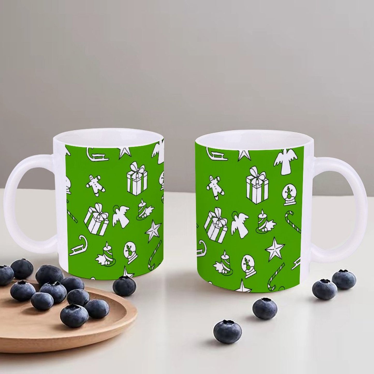POD US Local White mug with full print, Christmas Green 0024
