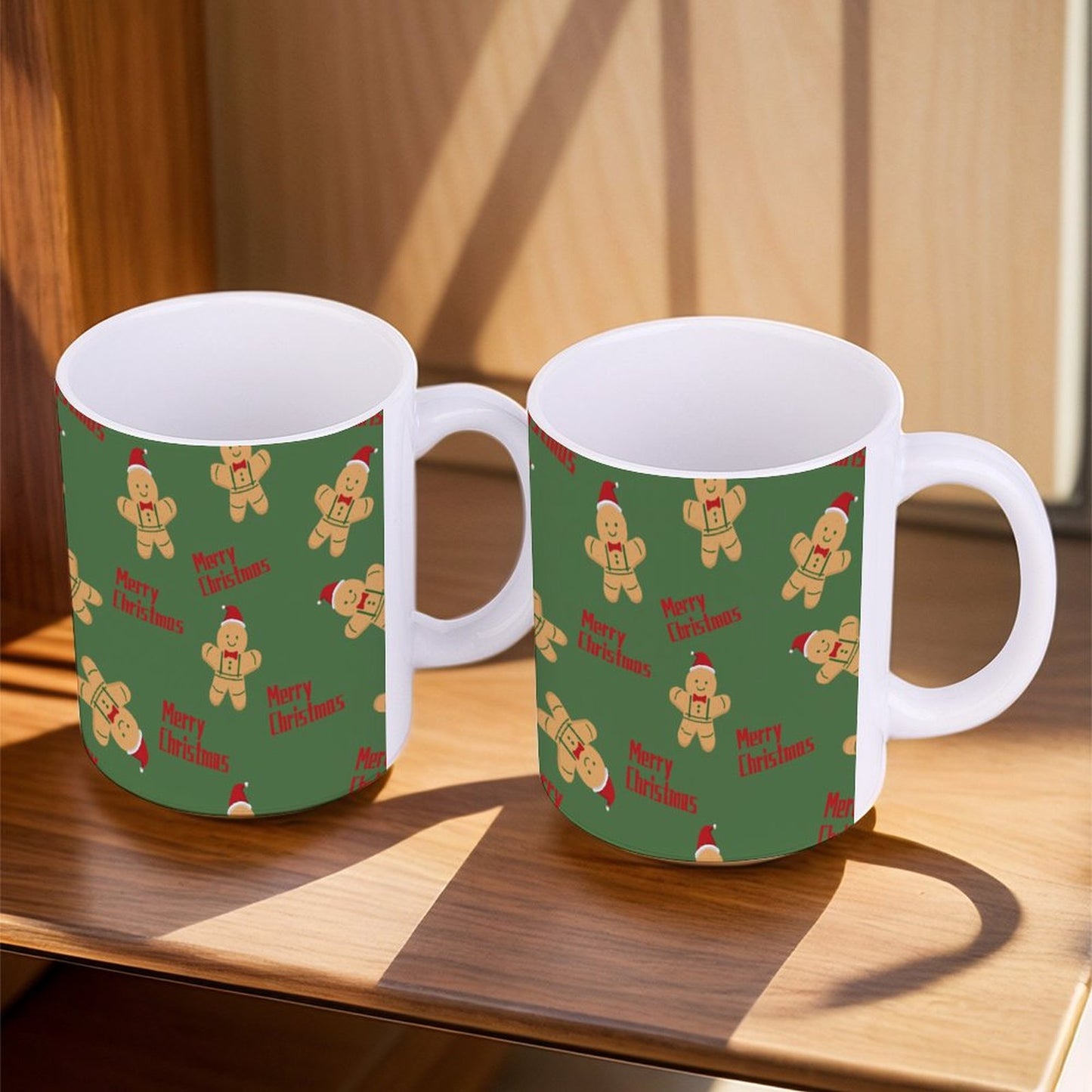 POD US Local White mug with full print, Christmas Gingerbread Man 0066