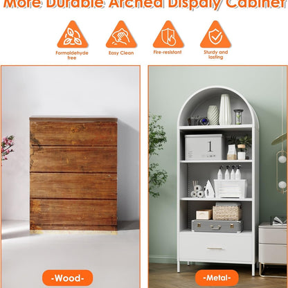 US Local Metal Arched Household Storage Cabinet In Black And White Color