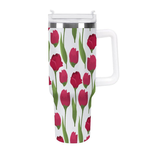 PHDT00445 POD US Local Tumbler 40 oz Large Capacity Car Cup Roses, Red Green