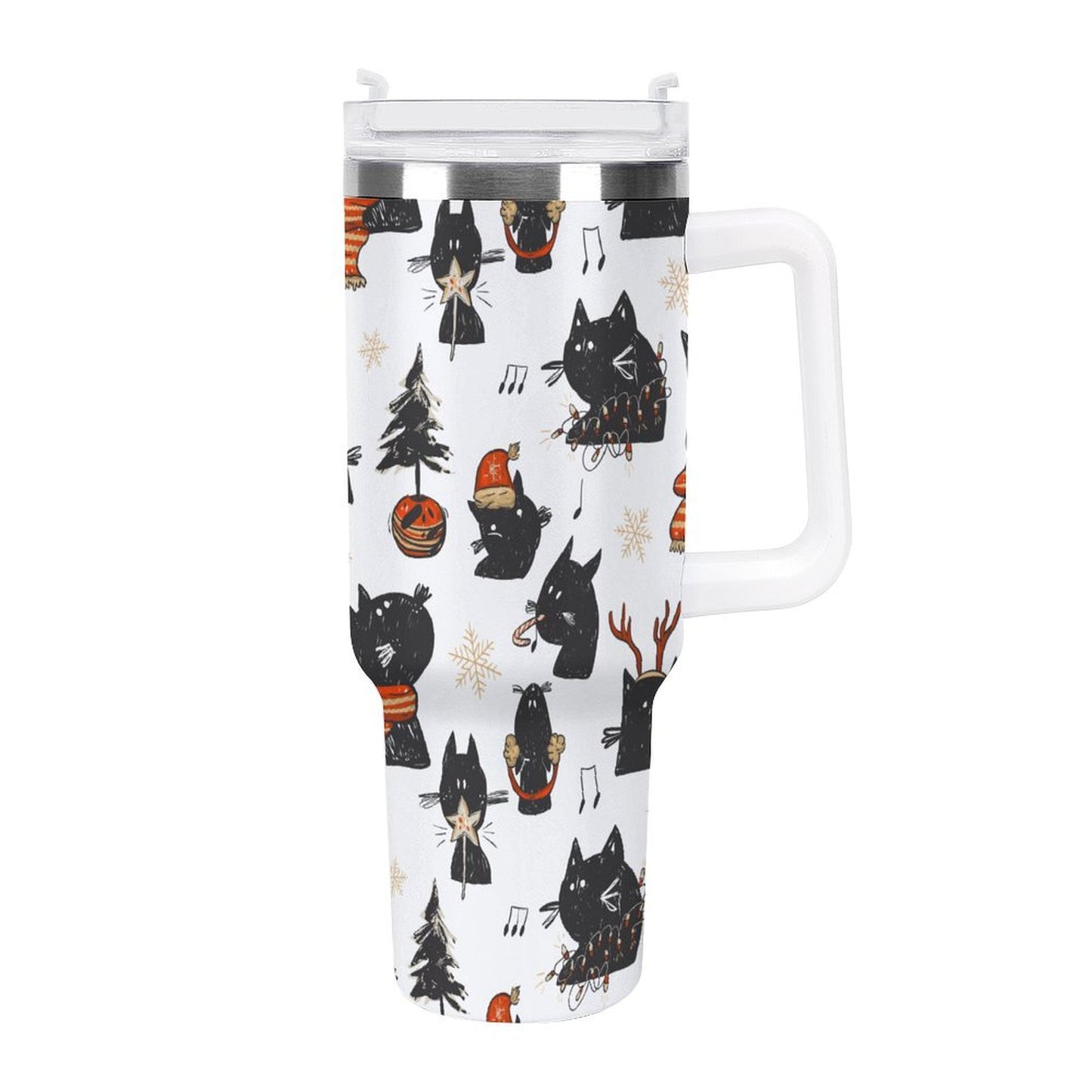 PHDT00085 POD US Local Tumbler 40 oz Large Capacity Car Cup Christmas, Black Cat