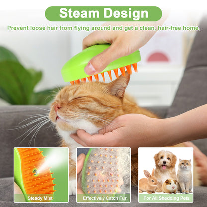 US Local Cat Steam Brush For Shedding - 3 In 1 Pet Steam Brush For Cat And Dog, Rechargeable Steamy Cat Water Brush, Spritz Defur Comb For Cats, Steamer Brush For Grooming And Removing Loose Hair