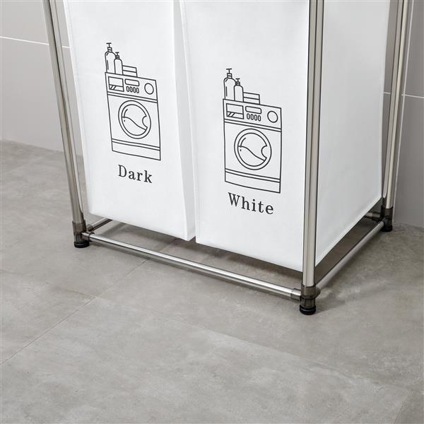 US Local Laundry Basket 2 Tiers Laundry Sorter With 4 Removable Bags For Sorting Clothes, Laundry, Light, Dark Laundry